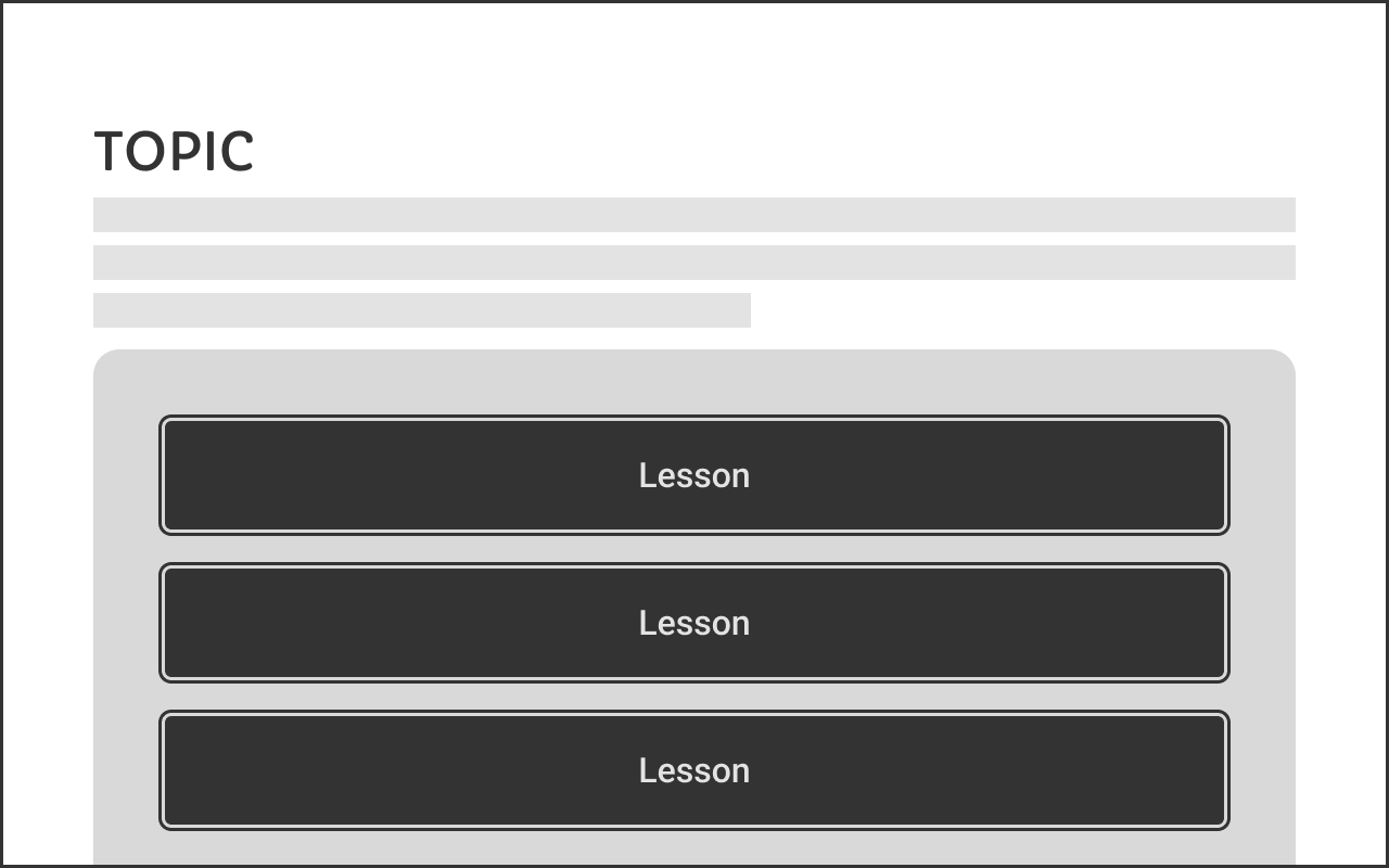 After: a direct topic-to-lesson hierarchy